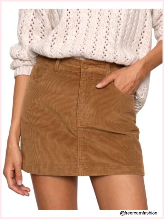 Dresses & Skirts - Women's High Waisted Mini Corduroy Skirt with Pockets